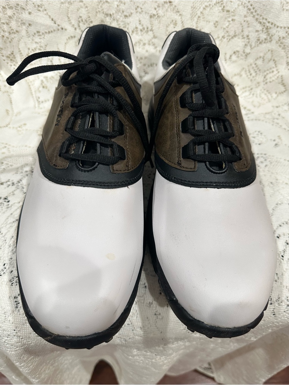 Foot Joy Men's White and Brown Golf Shoes - size 13